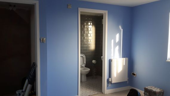 Bathroom paining with decorated toilet